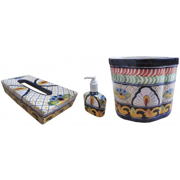 Mexican Talavera Toilet Set LM10